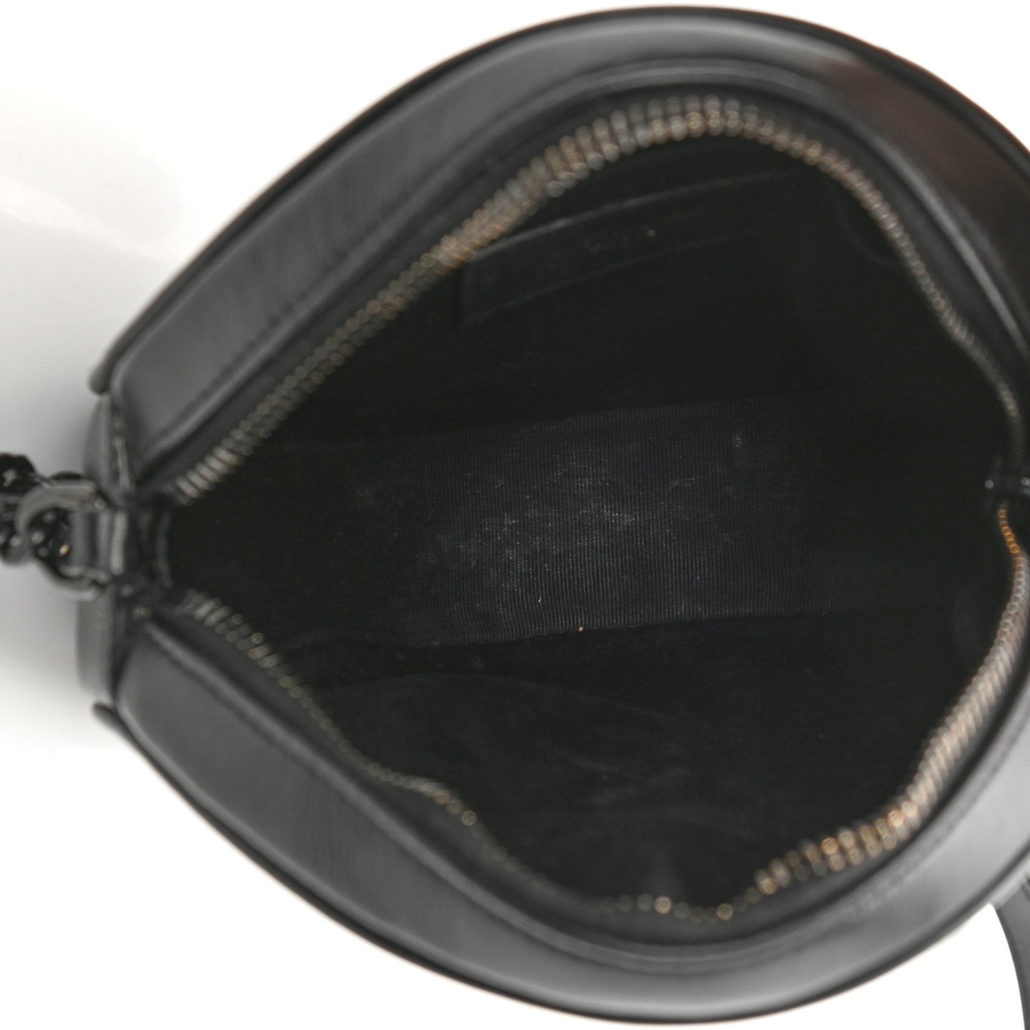 Calfskin Matelasse Chevron Round Vinyle Camera Bag Black