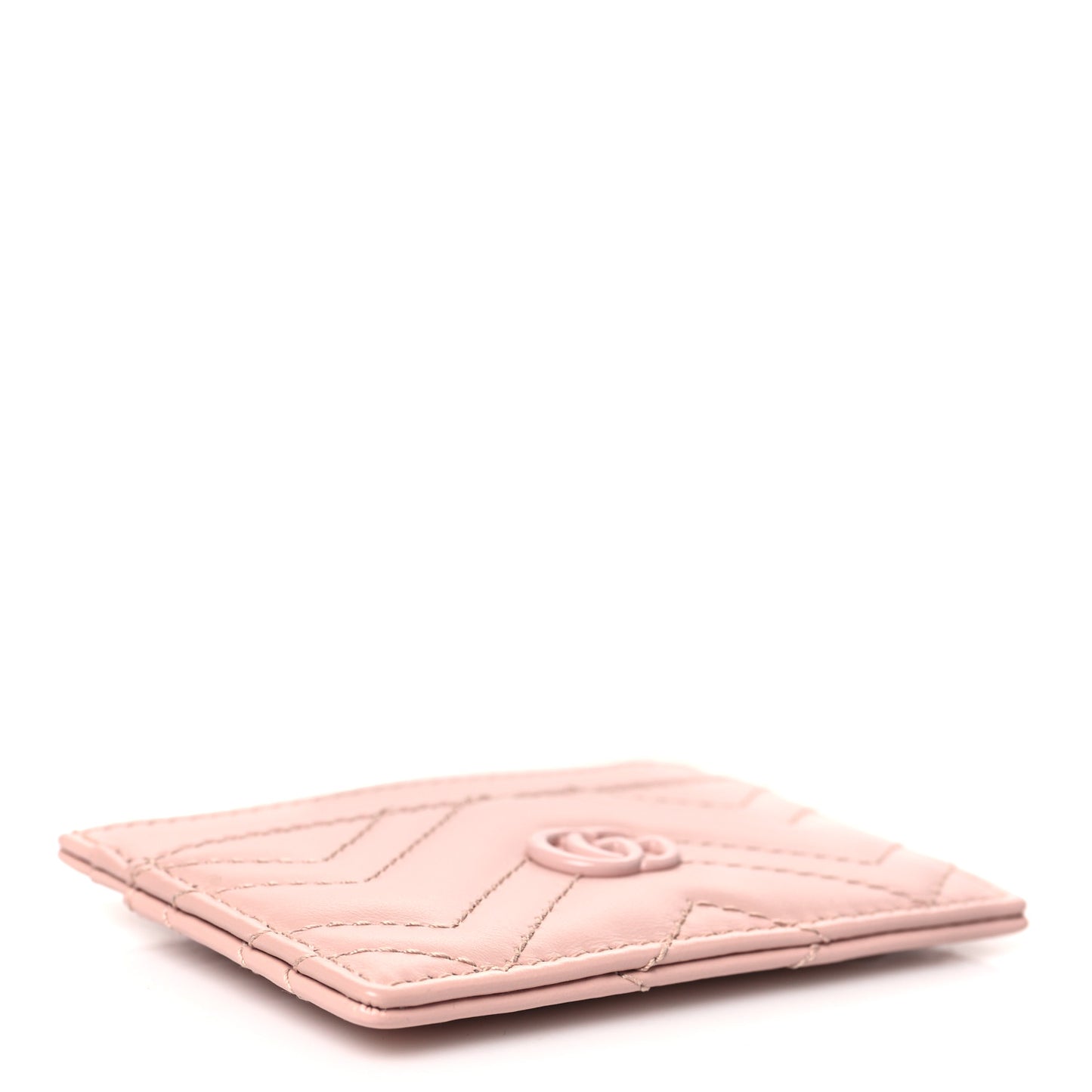 Calfskin Matelasse Monochrome GG Marmont Card Holder Perfect Pink