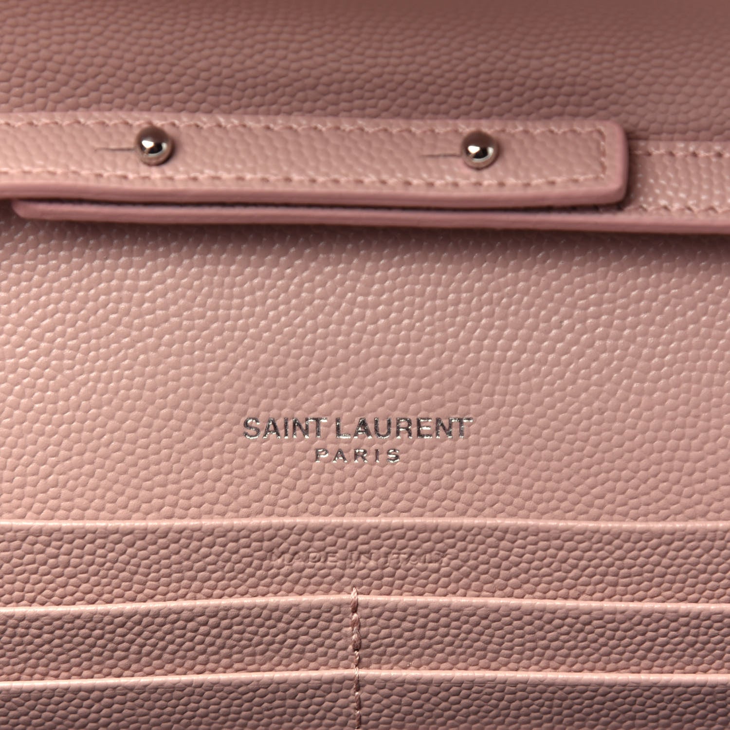 Saint Laurent Grain De Poudre Matelasse Chevron Monogram Chain Wallet Washed Light Pink 7 of 9