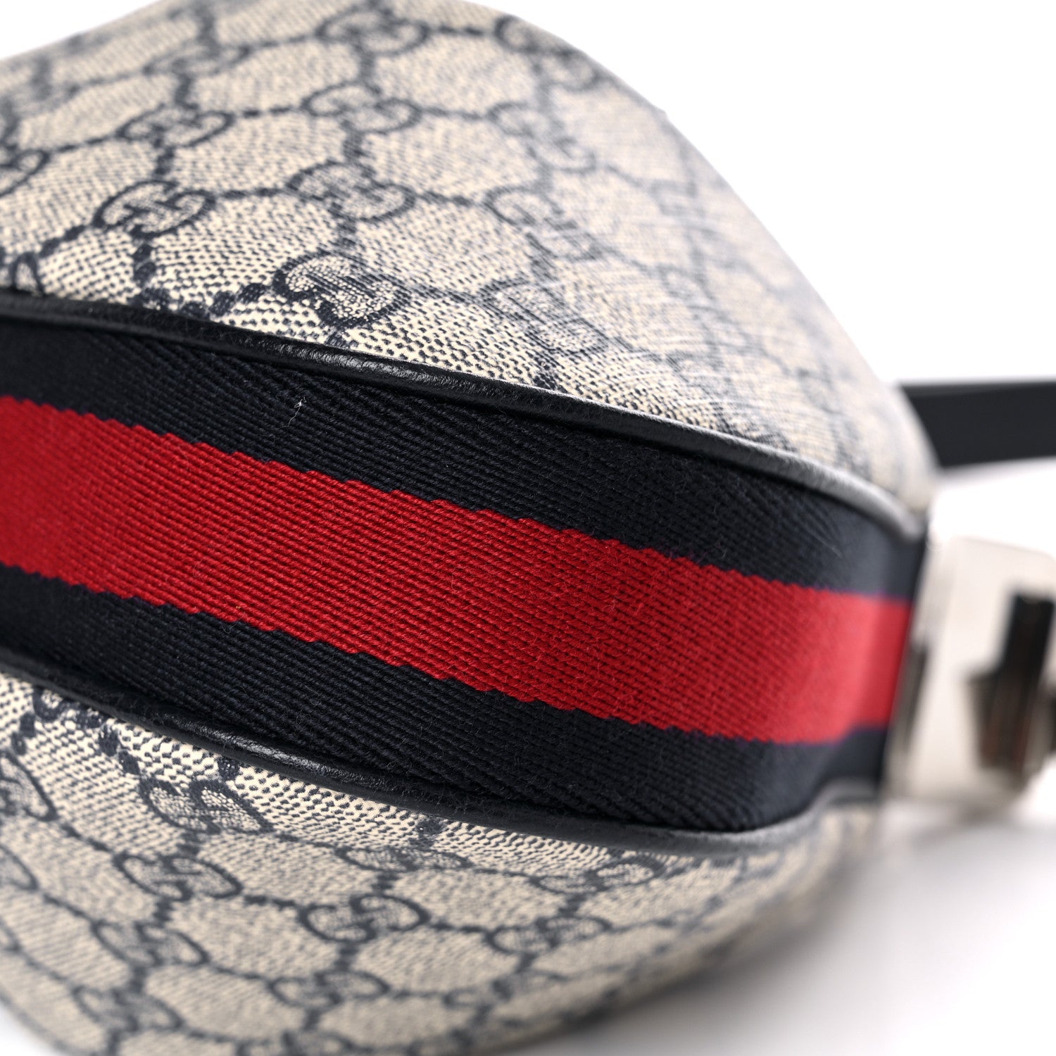 Gucci GG Supreme Monogram Textured Calfskin Web Small Attache Shoulder Bag Beige Blue 10 of 12