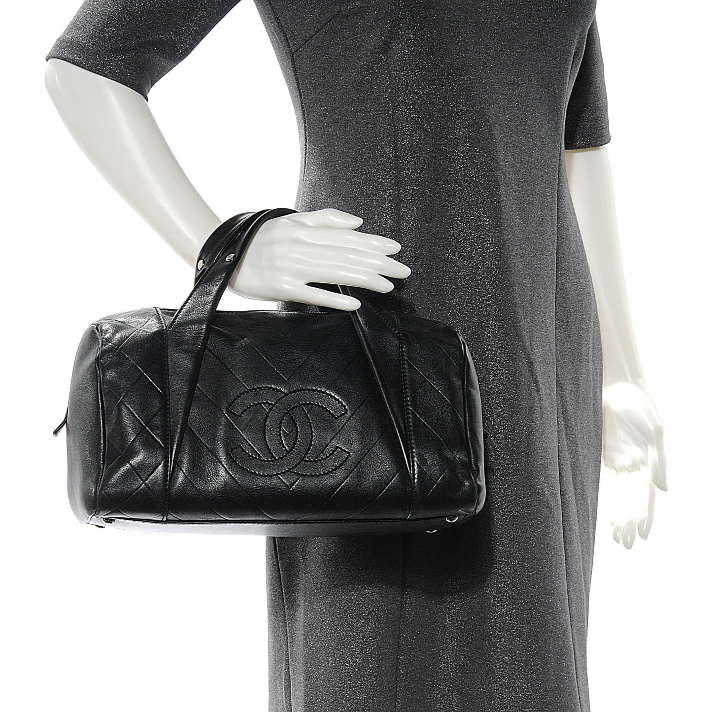 Calfskin CC Chevron Boston Black