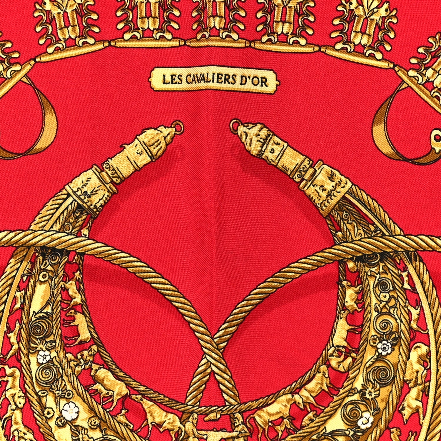 Hermes Silk Mousseline Les Cavaliers D'Or Scarf 4 of 4