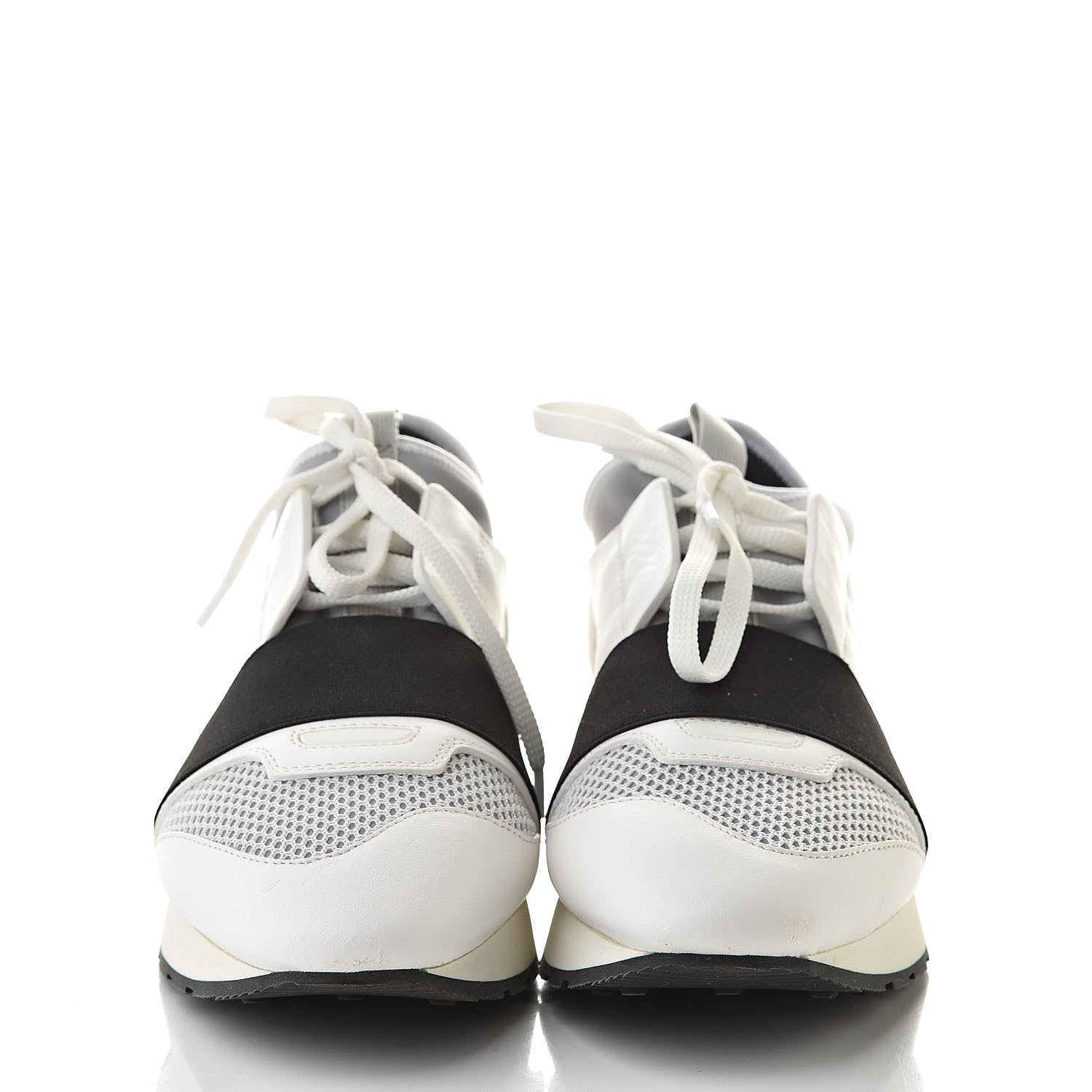 Balenciaga Mesh Calfskin Neoprene Suede Womens Race Runner Sneakers 38 White Black Gris 2 of 9