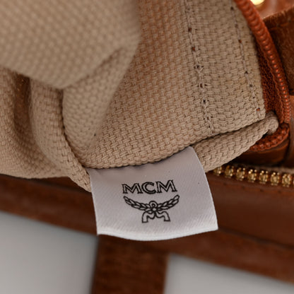 MCM Visetos Dog Bone Striped Shopper Tote Cognac 6 of 13