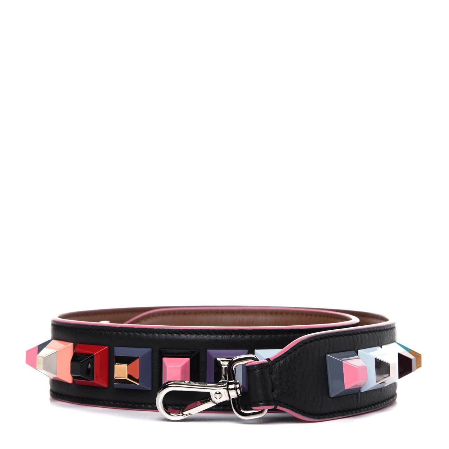 Vitello Dolce Plexiglass Bi-Color Studded Strap You Black Brownie Multicolor