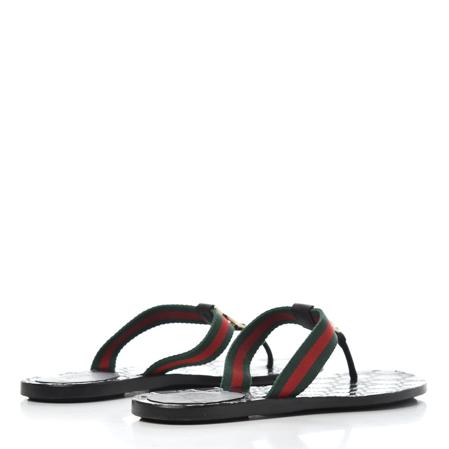 Nylon Guccissima Web Womens Thong Sandals 38.5 Green Red Black