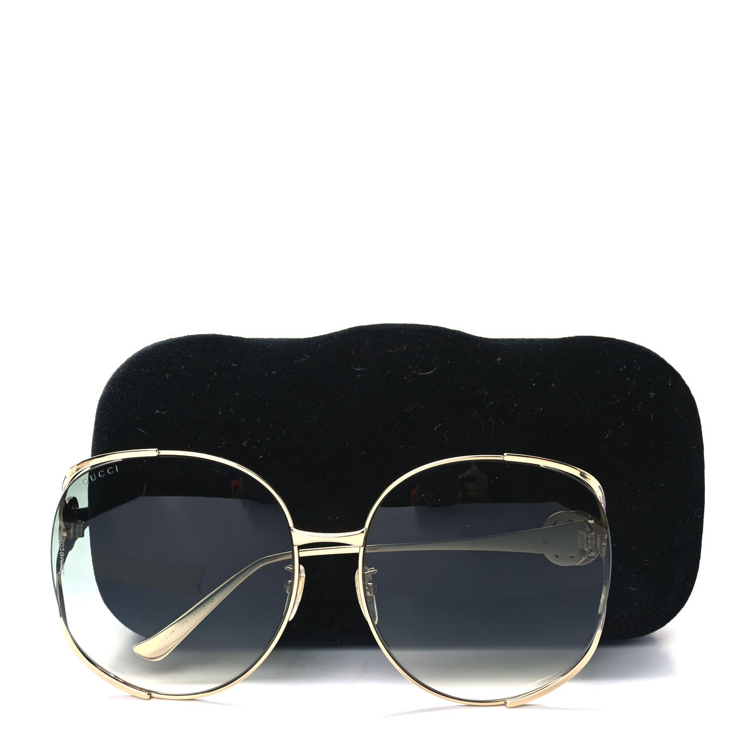 Gucci Metal Oversized Round Frame GG0225S Sunglasses Gold 7 of 7