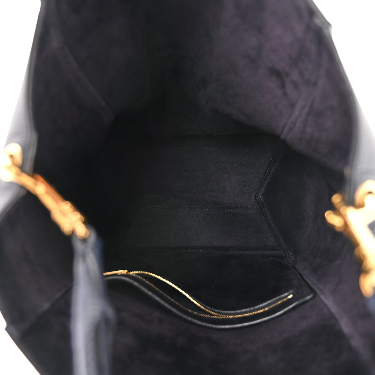Soft Grained Calfskin Sangle Bucket Bag Navy Blue