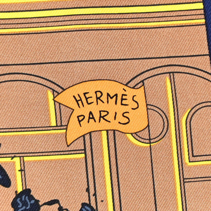 Hermes Silk Parade Scarf 90 Bleu Jaune Multicolor 2 of 9