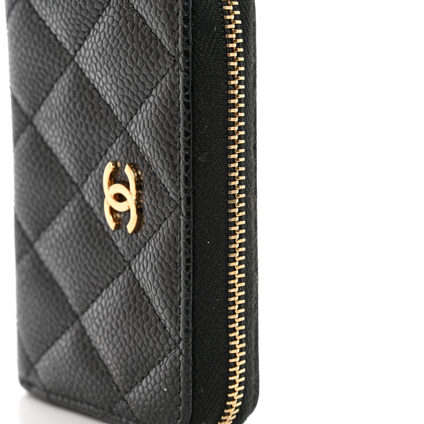 Caviar Quilted Classic Zipped Coin Purse Black