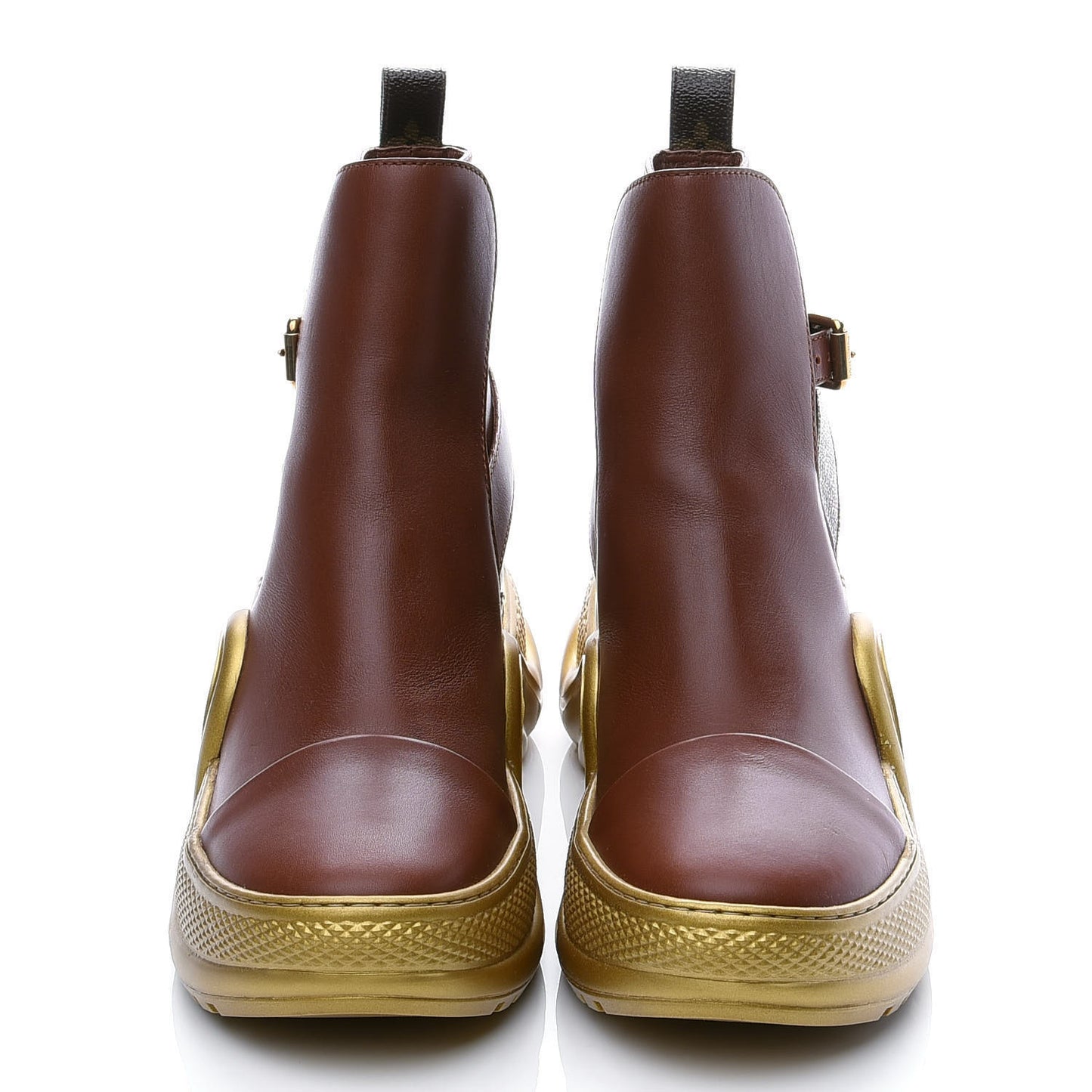 Calfskin Monogram LV Archlight Flat Ankle Boots 39 Cognac Brown