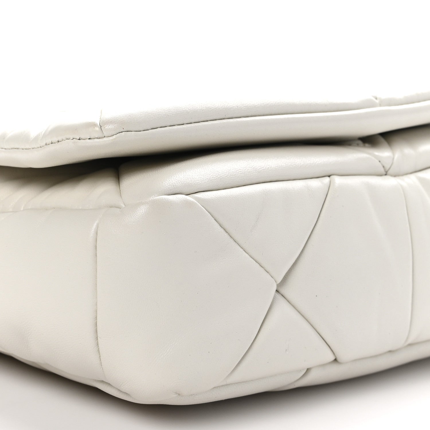 Prada Nappa Triangle Quilted Medium Patchwork System Flap Bag White 8 of 9