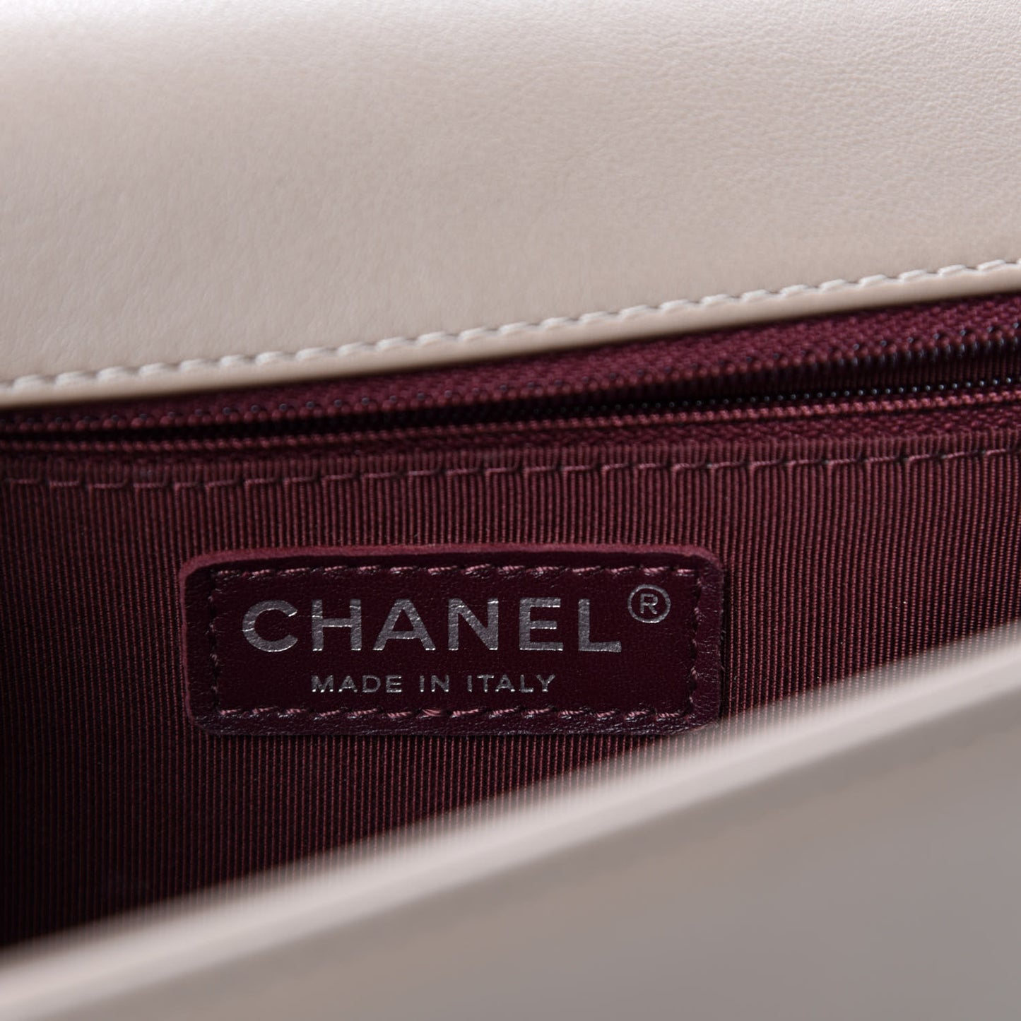 Calfskin Chevron Quilted New Medium Boy Flap Taupe
