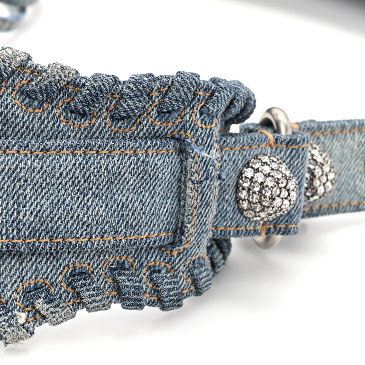 Balenciaga Washed Frayed Denim Crystal Small Le Cagole Shoulder Bag Blue 11 of 11
