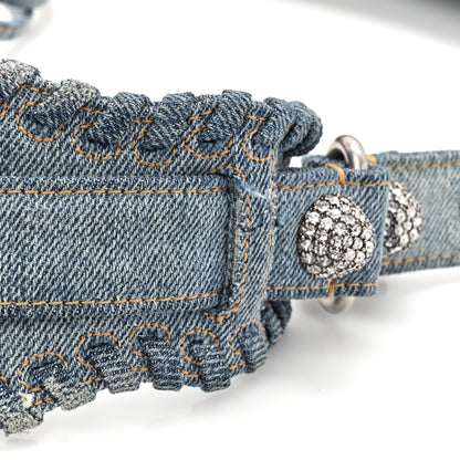 Balenciaga Washed Frayed Denim Crystal Small Le Cagole Shoulder Bag Blue 11 of 11