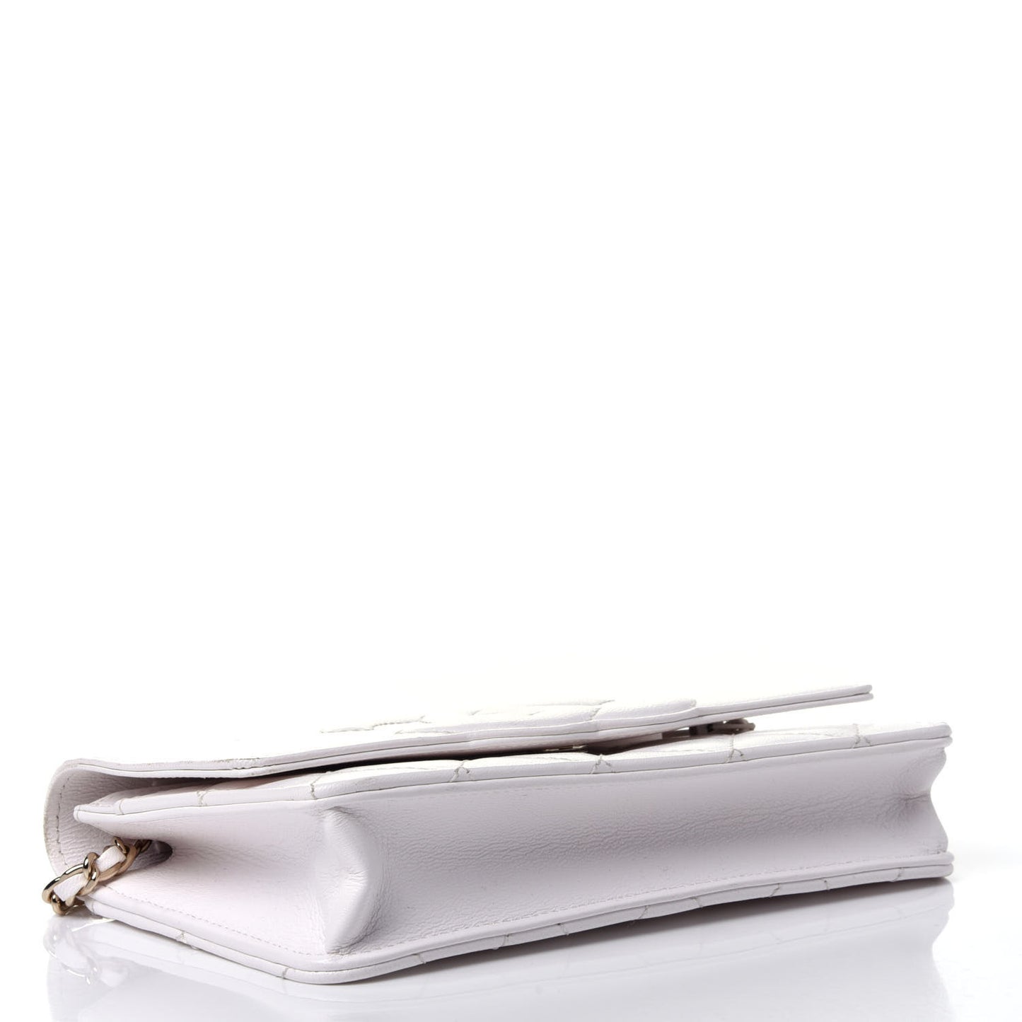 Goatskin Quilted Timeless CC Wallet On Chain WOC White