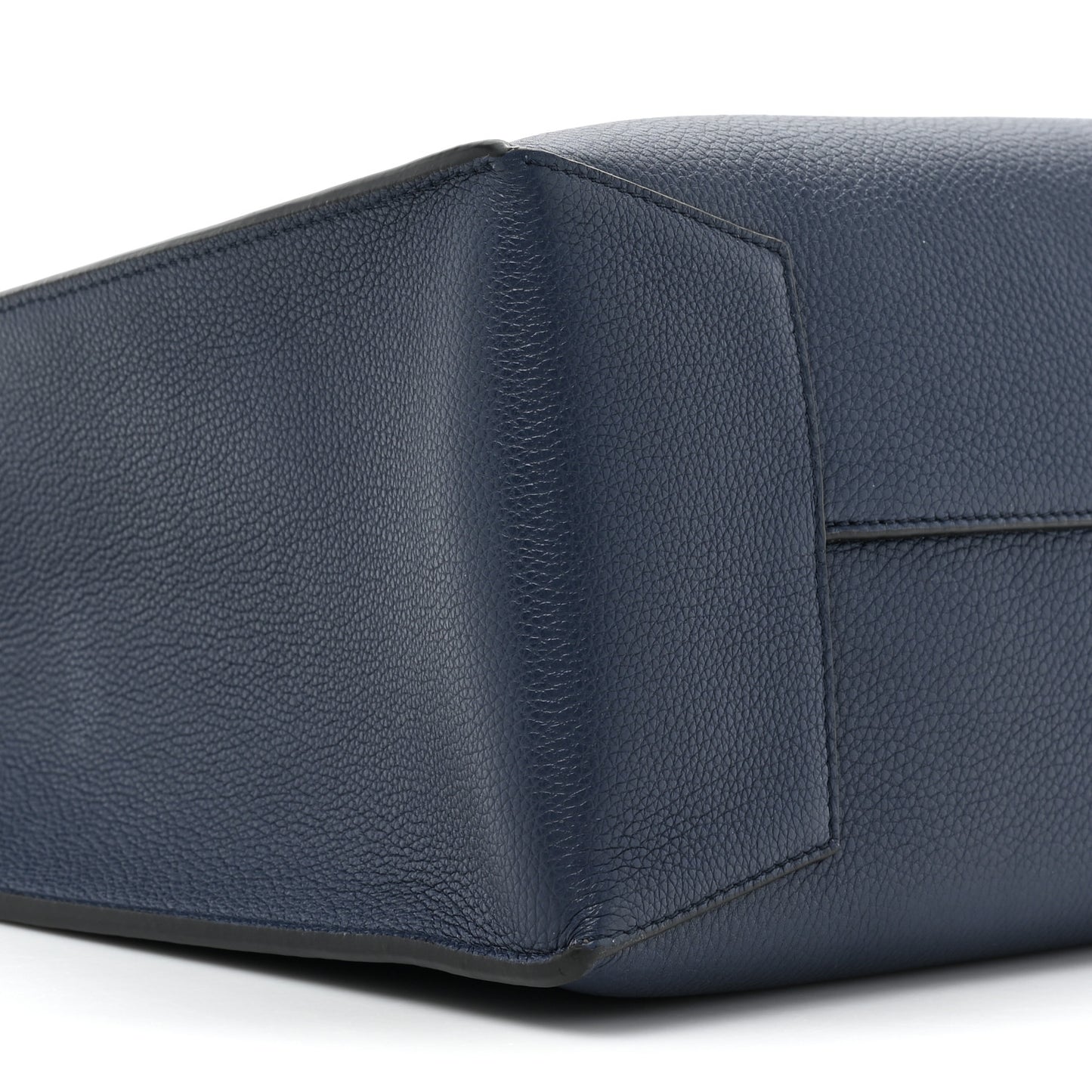 Soft Grained Calfskin Buckle Zip Tote Navy