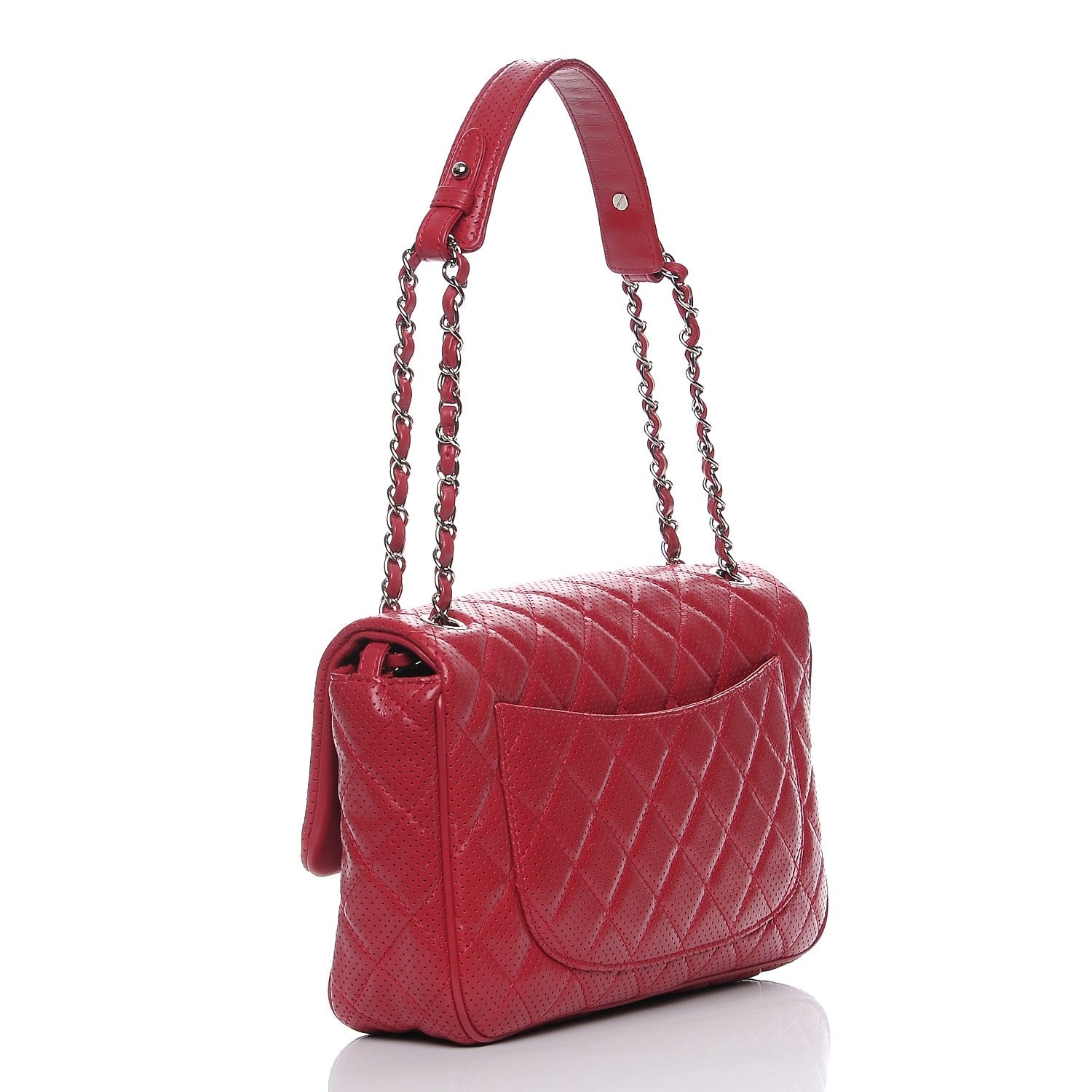 Chanel Lambskin Perforated Jumbo Punch Flap Red 4 of 8
