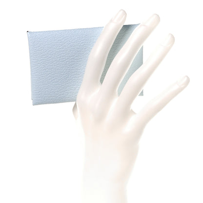 Hermes Chevre Mysore Calvi Card Case Bleu Brume 2 of 8