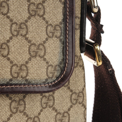 Gucci GG Supreme Monogram Selleria Calfskin Small Flap Messenger Bag Beige Ebony Cocoa Dark Chocolate 6 of 10