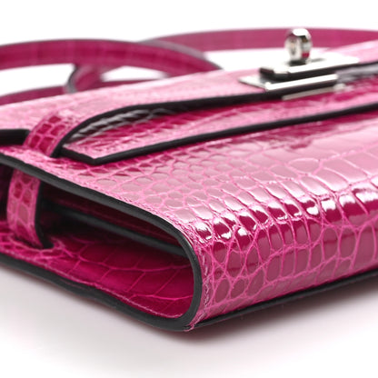 Hermes Shiny Alligator Kelly Wallet To Go Rose Pourpre 7 of 8