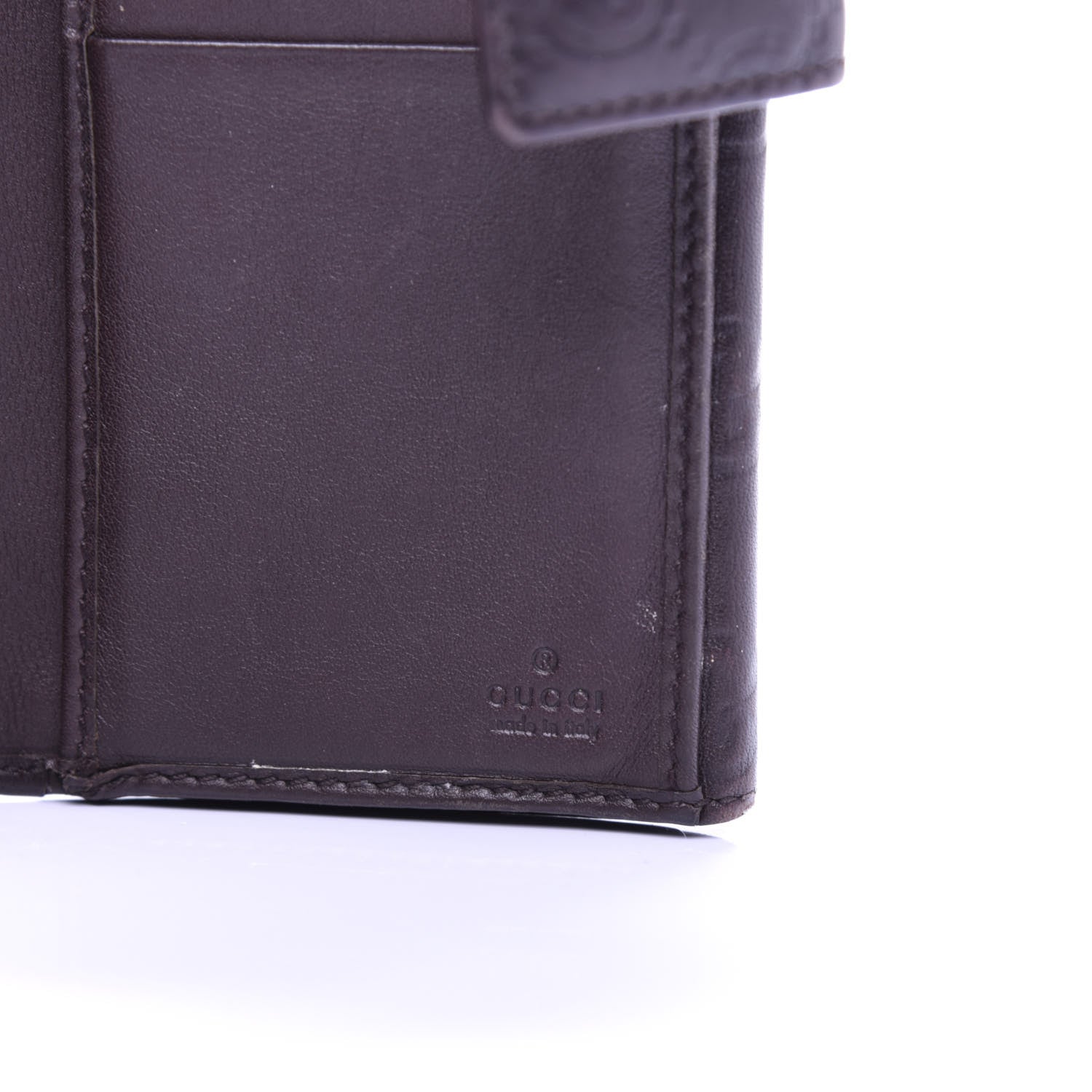 Gucci Guccissima Margaux Calfskin Metal Bar Continental Flap Wallet Chocolate 6 of 8