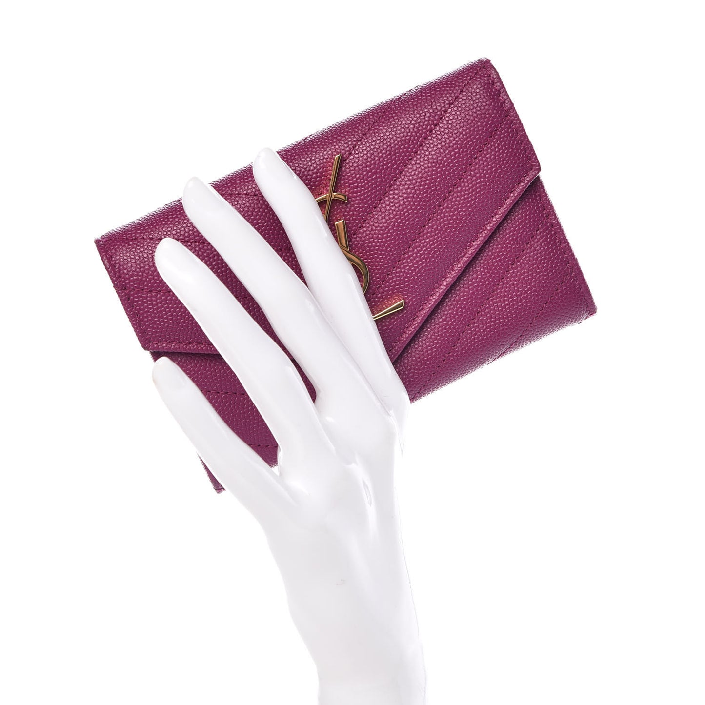 Grain De Poudre Matelasse Chevron Small Monogram Envelope Wallet Dark Grape