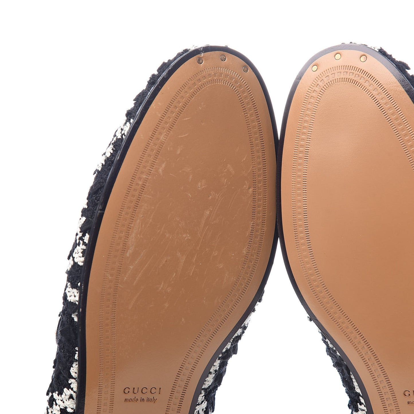 Tweed GG Monogram Horsebit Womens Jordaan Loafers 40 Black Natural