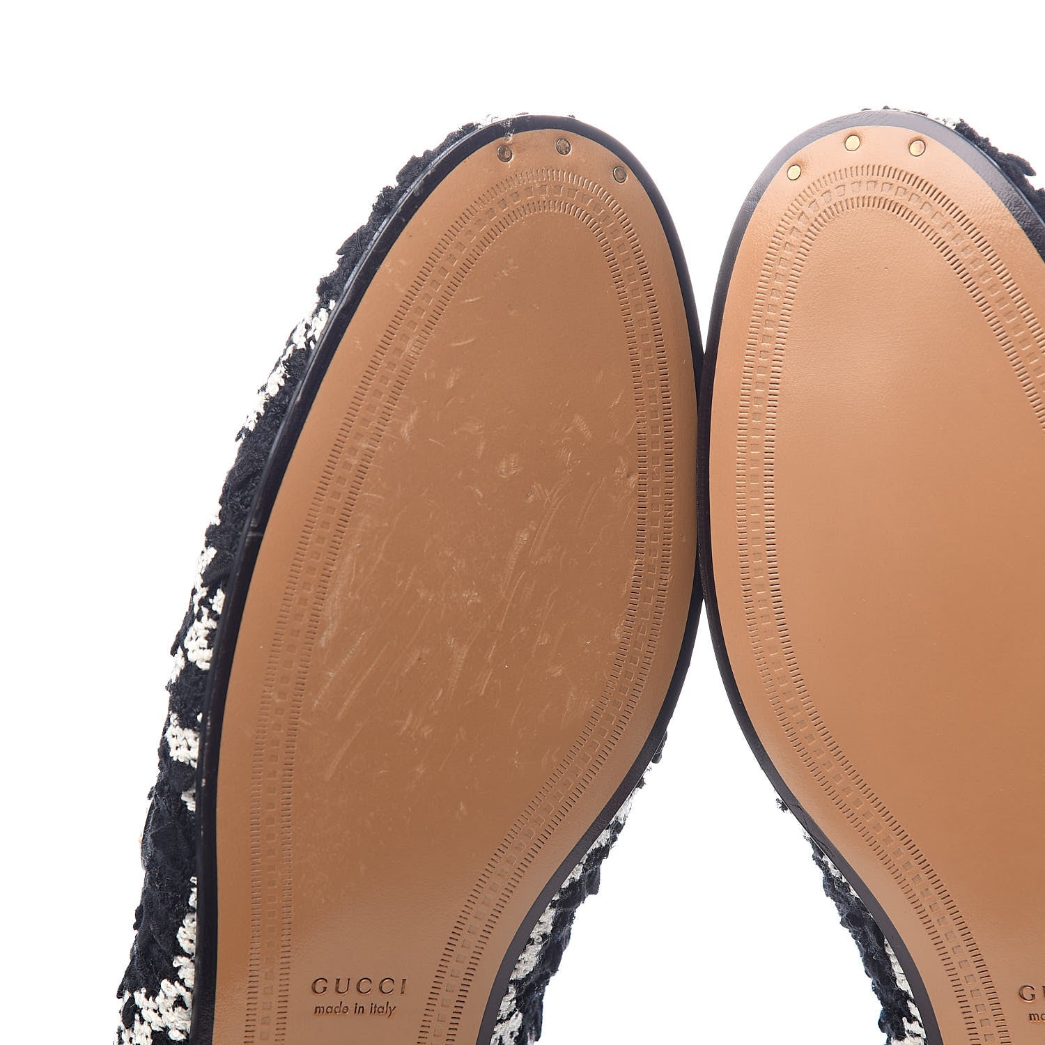 Gucci Tweed GG Monogram Horsebit Womens Jordaan Loafers 40 Black Natural 7 of 10