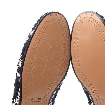 Gucci Tweed GG Monogram Horsebit Womens Jordaan Loafers 40 Black Natural 7 of 10