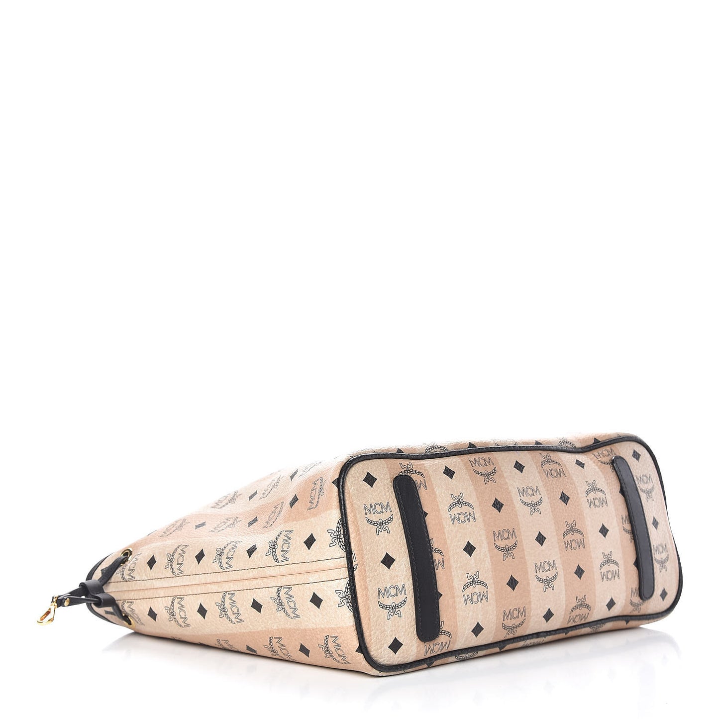 Striped Visetos Medium Shopper Tote Beige Black