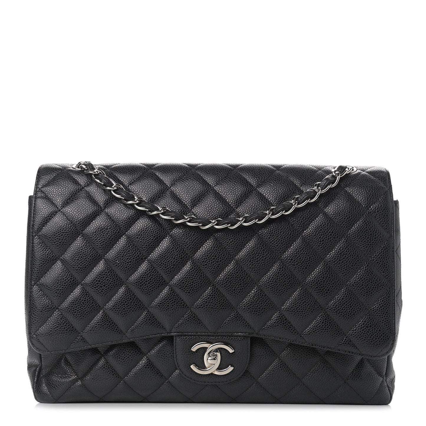 Caviar Quilted Maxi Double Flap Black