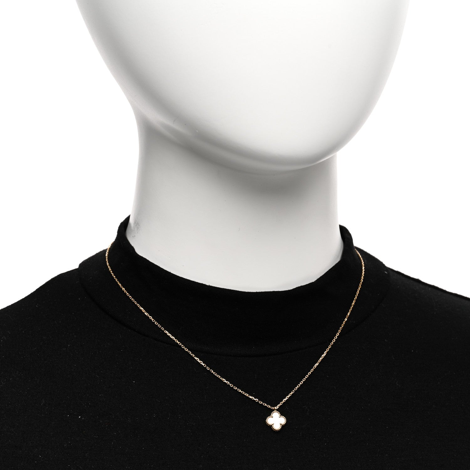 Van Cleef & Arpels 18K Yellow Gold Mother of Pearl Sweet Alhambra Pendant Necklace 2 of 5