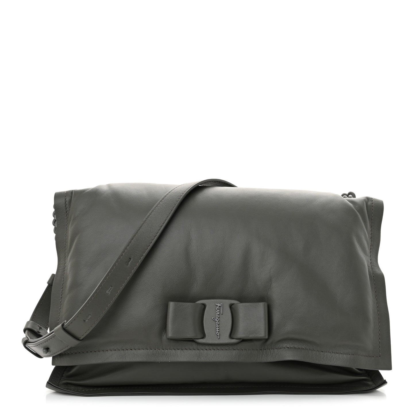 Calfskin Medium Viva Bow Shoulder Bag Sparrow