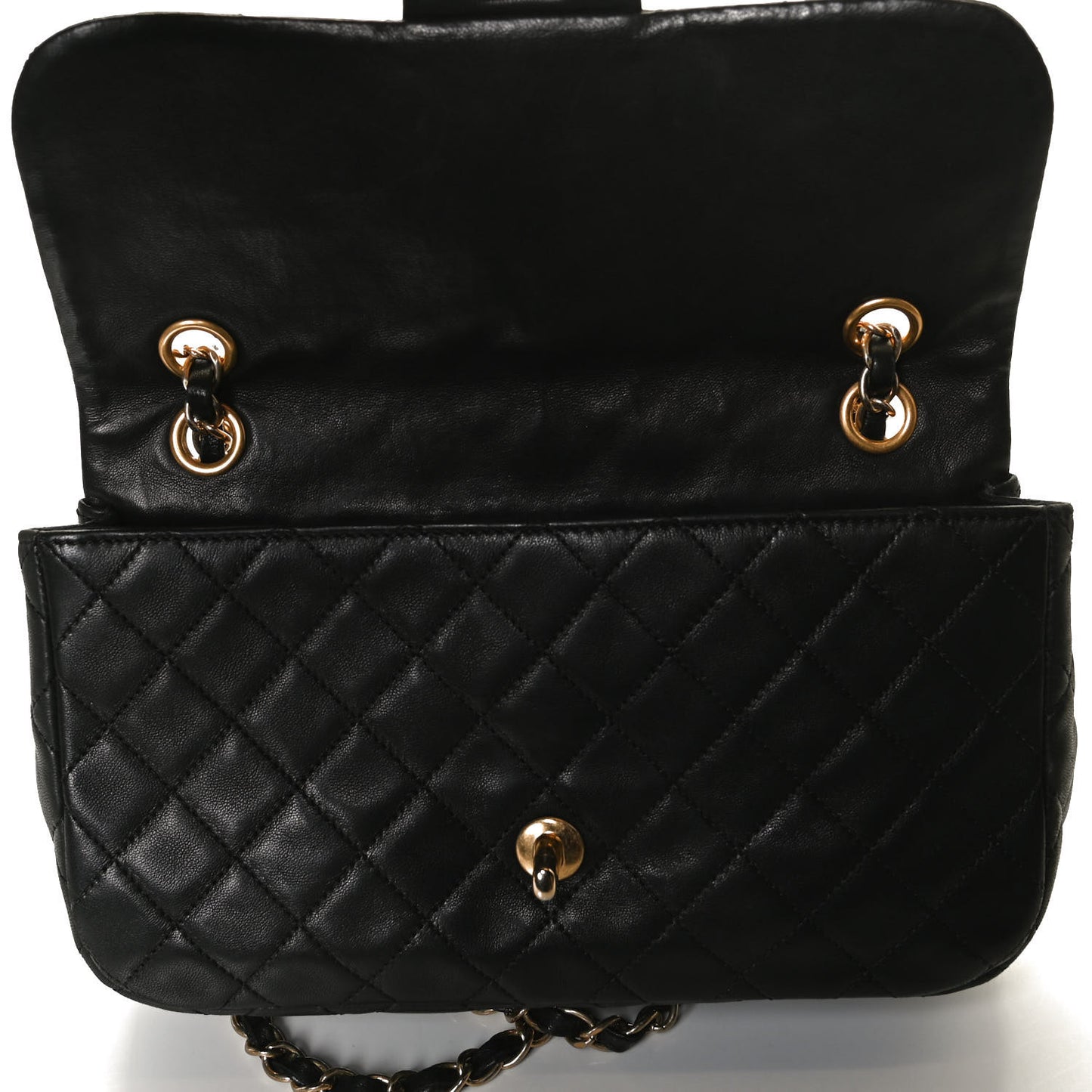 Lambskin Quilted Single Flap Black