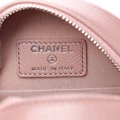 Chanel Goatskin Camellia Quilted Round Clutch With Chain Light Pink 6 of 10