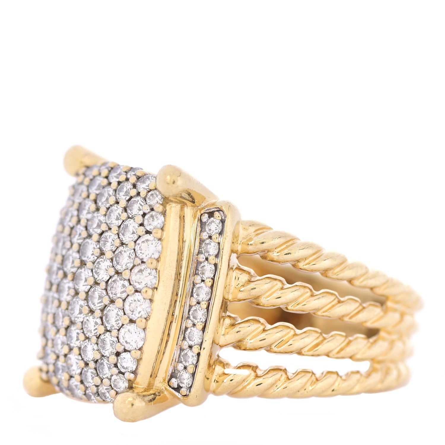David Yurman 18K Yellow Gold Diamond 16mm Wheaton Ring 54 7 3 of 6
