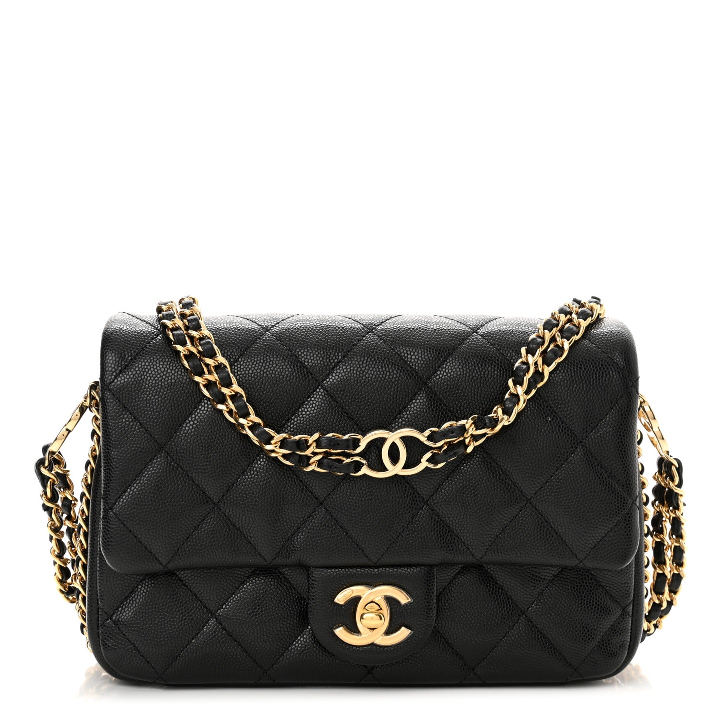 Caviar Quilted Mini CC You Flap Black