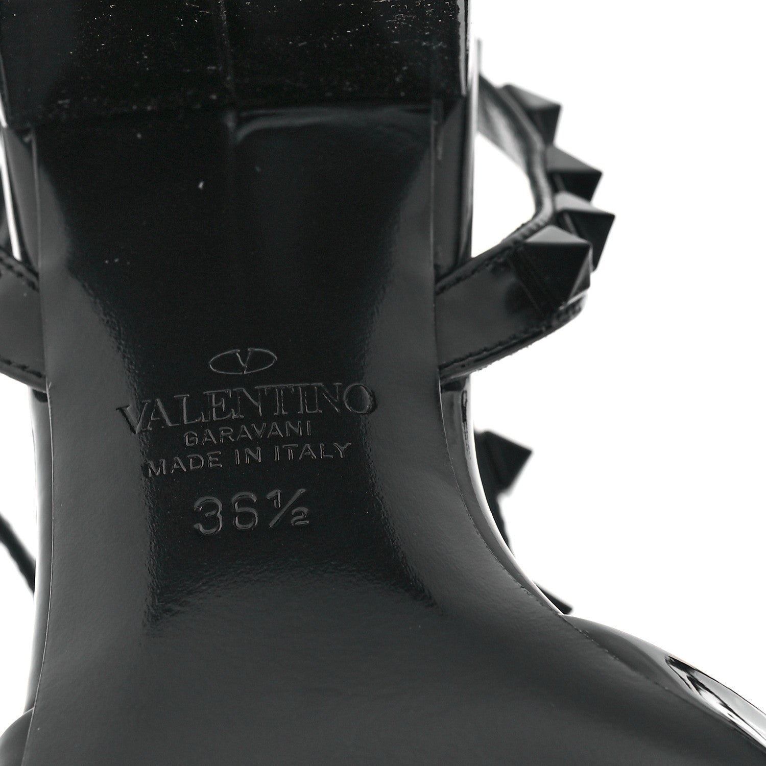 Valentino Garavani Patent Rockstud Block Ankle Strap 60mm Sandals 36.5 Black 7 of 10
