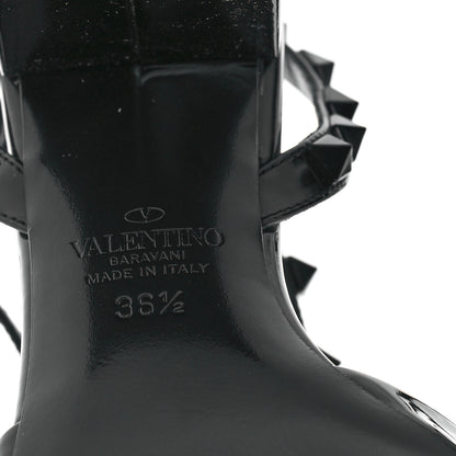 Valentino Garavani Patent Rockstud Block Ankle Strap 60mm Sandals 36.5 Black 7 of 10