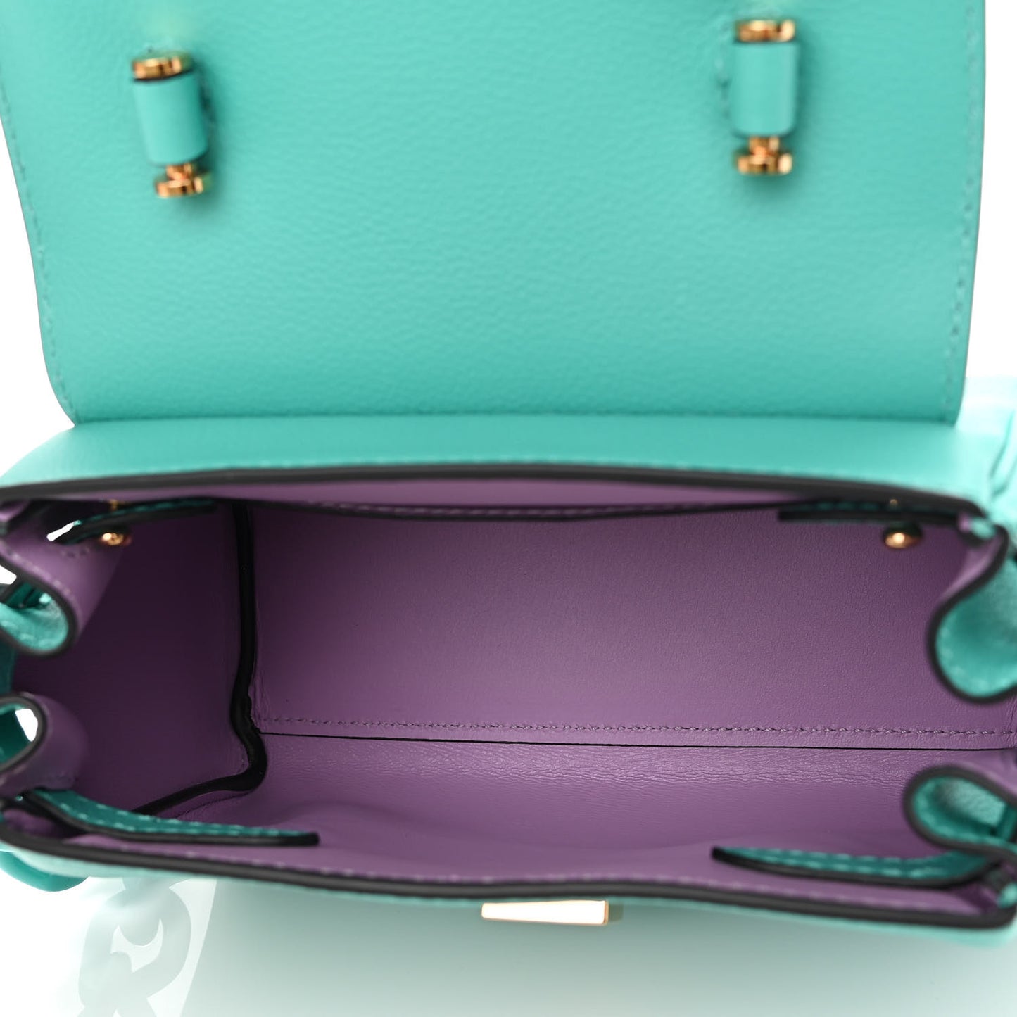 Grained Calfskin Small La Medusa Top Handle Bag Turquoise