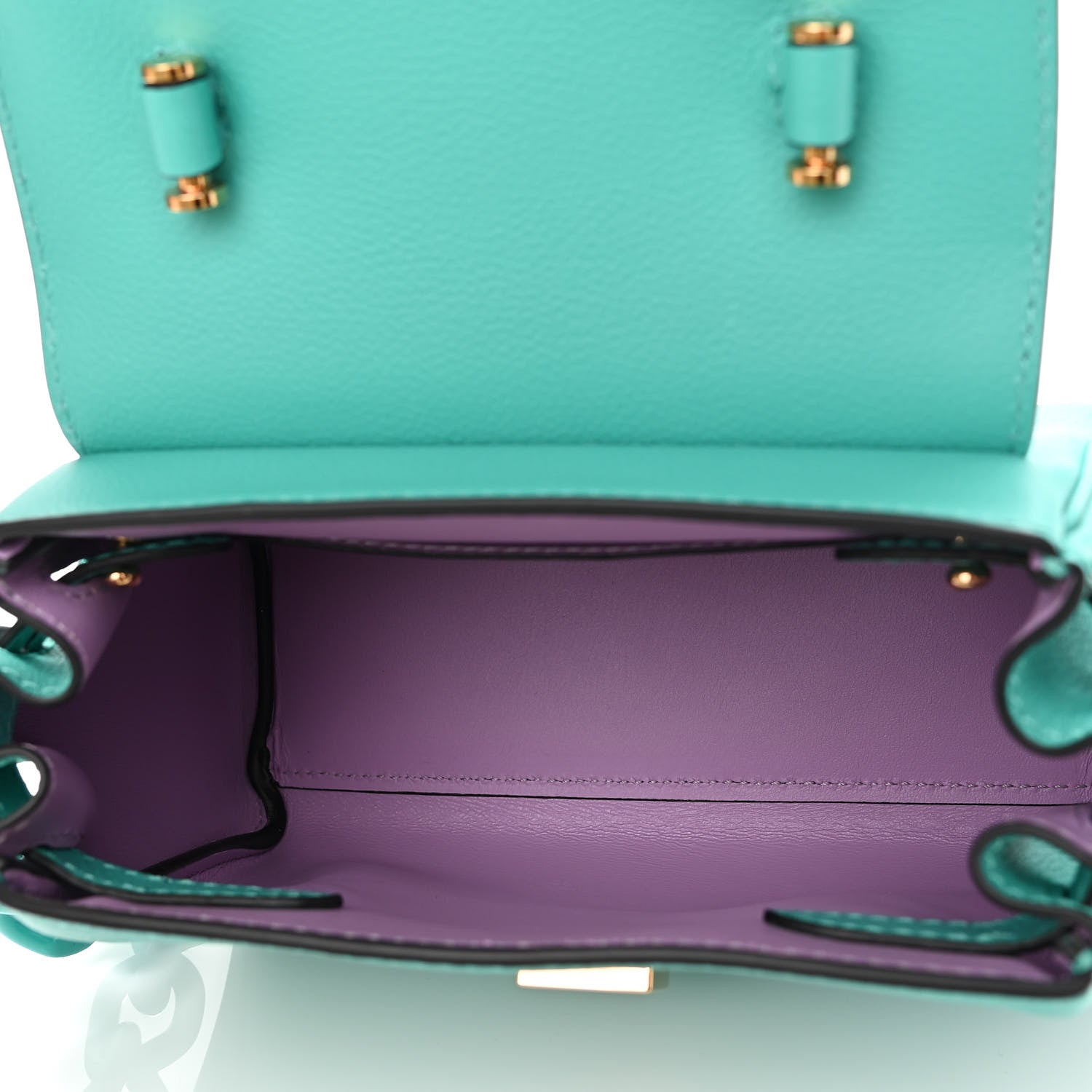 Versace Grained Calfskin Small La Medusa Top Handle Bag Turquoise 5 of 10