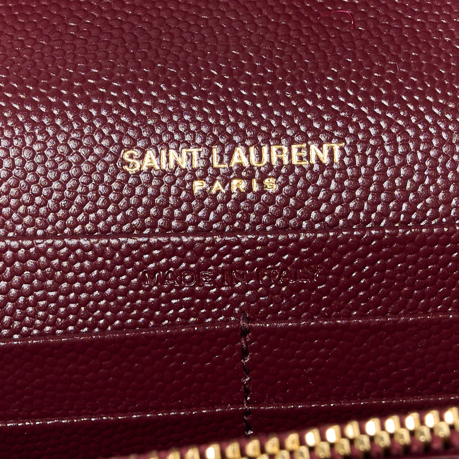 Saint Laurent Grain De Poudre Matelasse Chevron Monogram Chain Wallet Rouge Legion 6 of 9