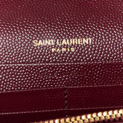 Saint Laurent Grain De Poudre Matelasse Chevron Monogram Chain Wallet Rouge Legion 6 of 9