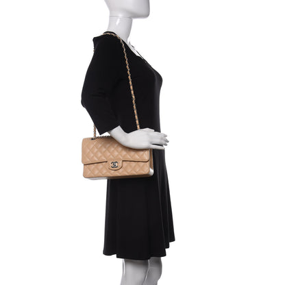 Chanel Caviar Quilted Medium Double Flap Beige 2 of 11