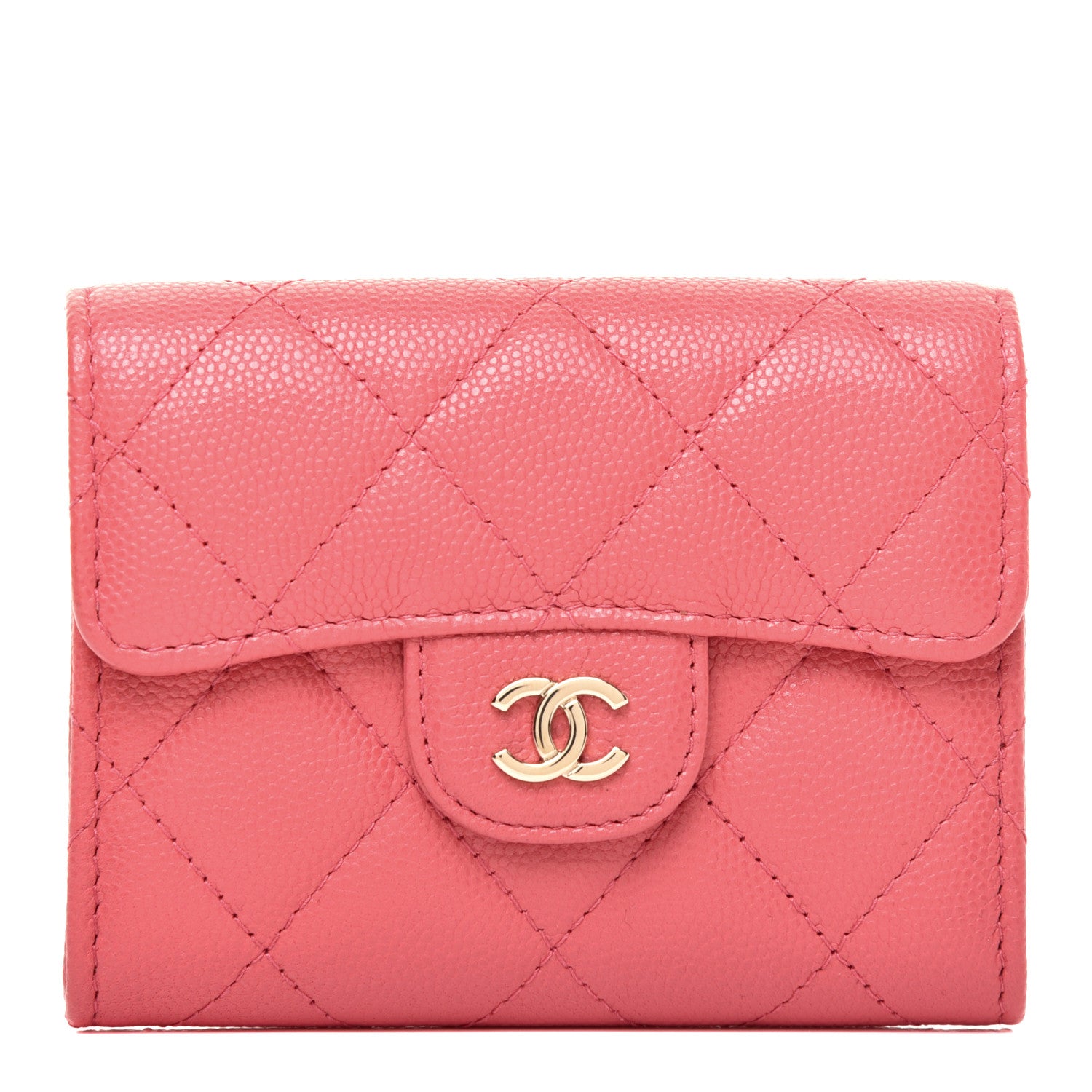 Chanel Caviar Quilted Flap Card Holder Wallet Pink 1 of 8