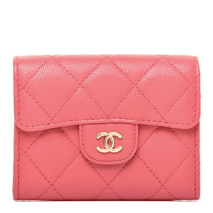 Chanel Caviar Quilted Flap Card Holder Wallet Pink 1 of 8