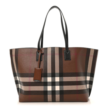 Burberry E-Canvas Check Medium Soft TB Tote Dark Birch Brown 1 of 9
