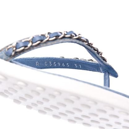 Chanel Denim CC Chain Thong Sandals 37 Blue 7 of 10
