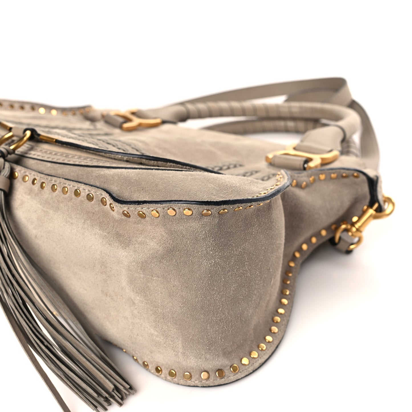 Suede Large Marcie Satchel Anchor Grey